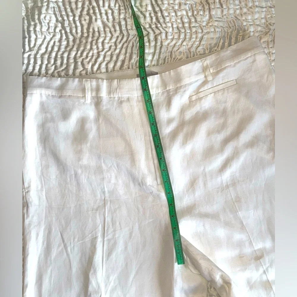 NWOT H&M White Linen Blend Trousers Wide Leg Size:20